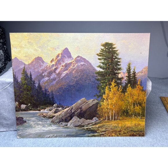 Robert Wood 1956 Grand Teton Litho Landscape Artwork 14"x11" - Picture 10 of 15